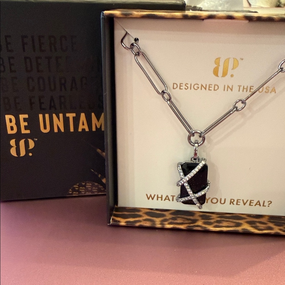 Bold Hematite and Black Pendant Necklace